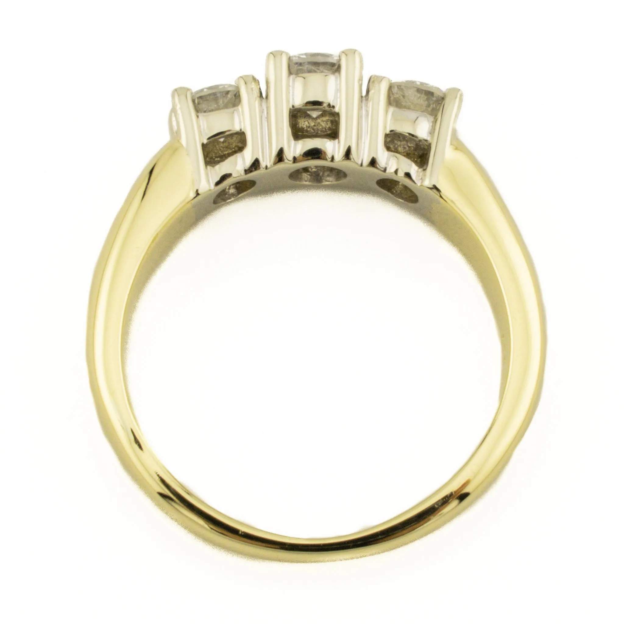 0.70ctw Round Three Stone Diamond Engagement Ring in 14K Two-Tone Gold - Size 5.75