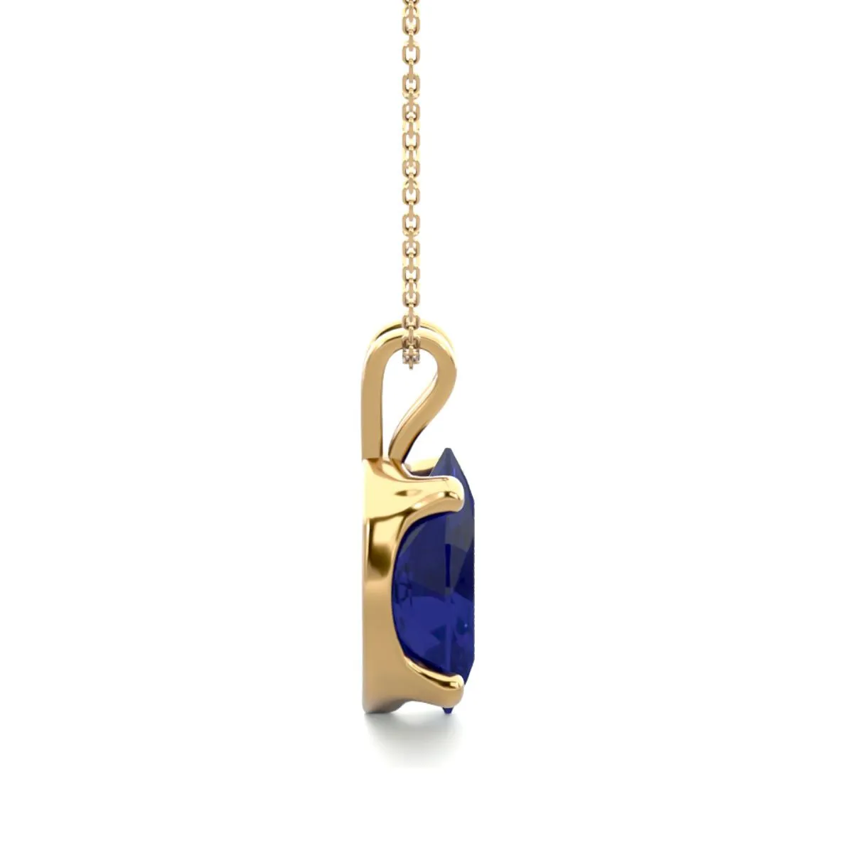 1 Carat Oval Shape Sapphire Necklace In 14K Yellow Gold Over Sterling Silver