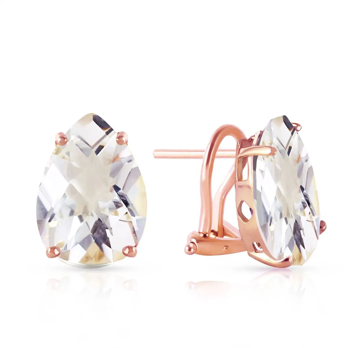 10 Carat 14K Solid Rose Gold French Clips Earrings Natural Rose Topaz