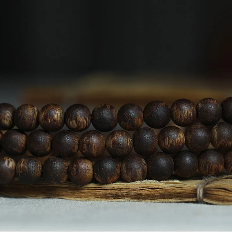 108 Mala Beads Nha Trang Bai Qinan Agarwood Jade 999 Gold Peace Bracelet (Only one in stock)