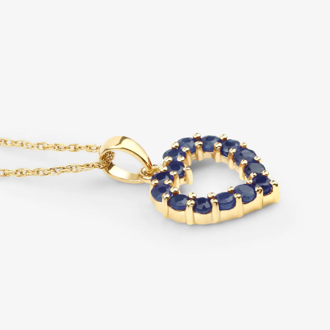 10K Yellow Gold Sapphire Heart Necklace