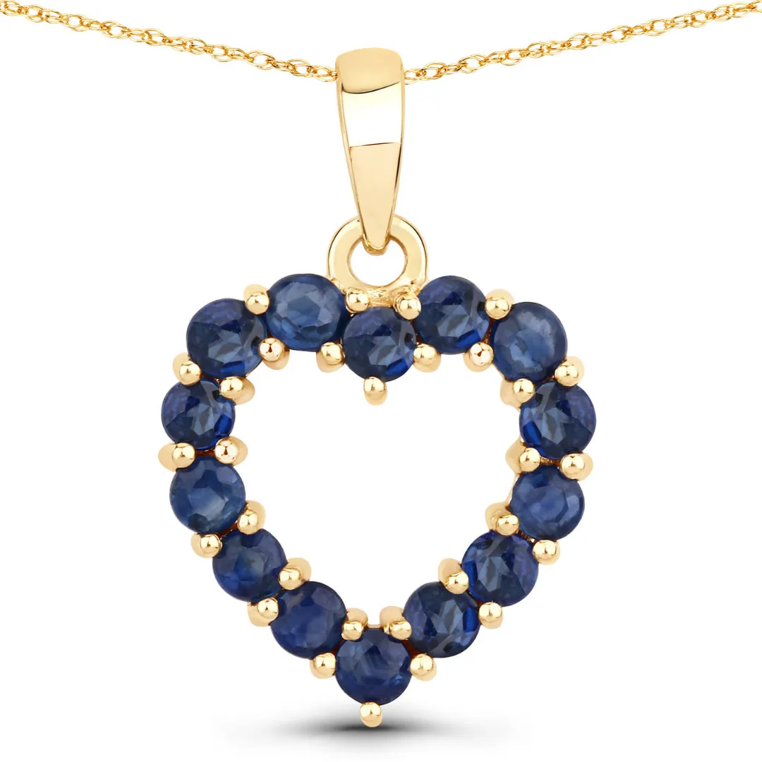 10K Yellow Gold Sapphire Heart Necklace