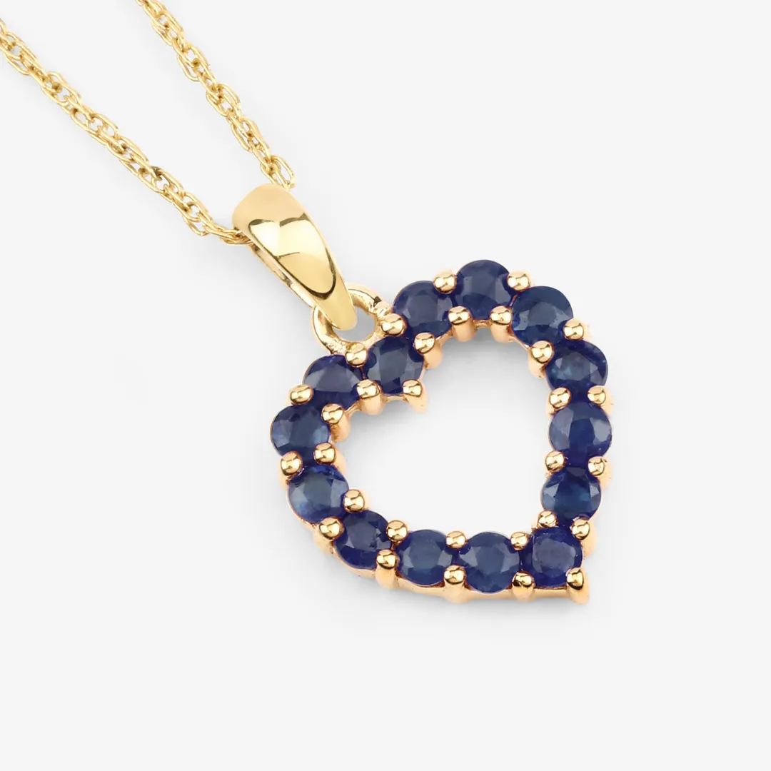 10K Yellow Gold Sapphire Heart Necklace