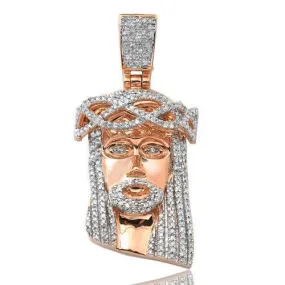 10KR 0.50CTW DIAMOND JESUS PENDANT [SQUARE BAIL]