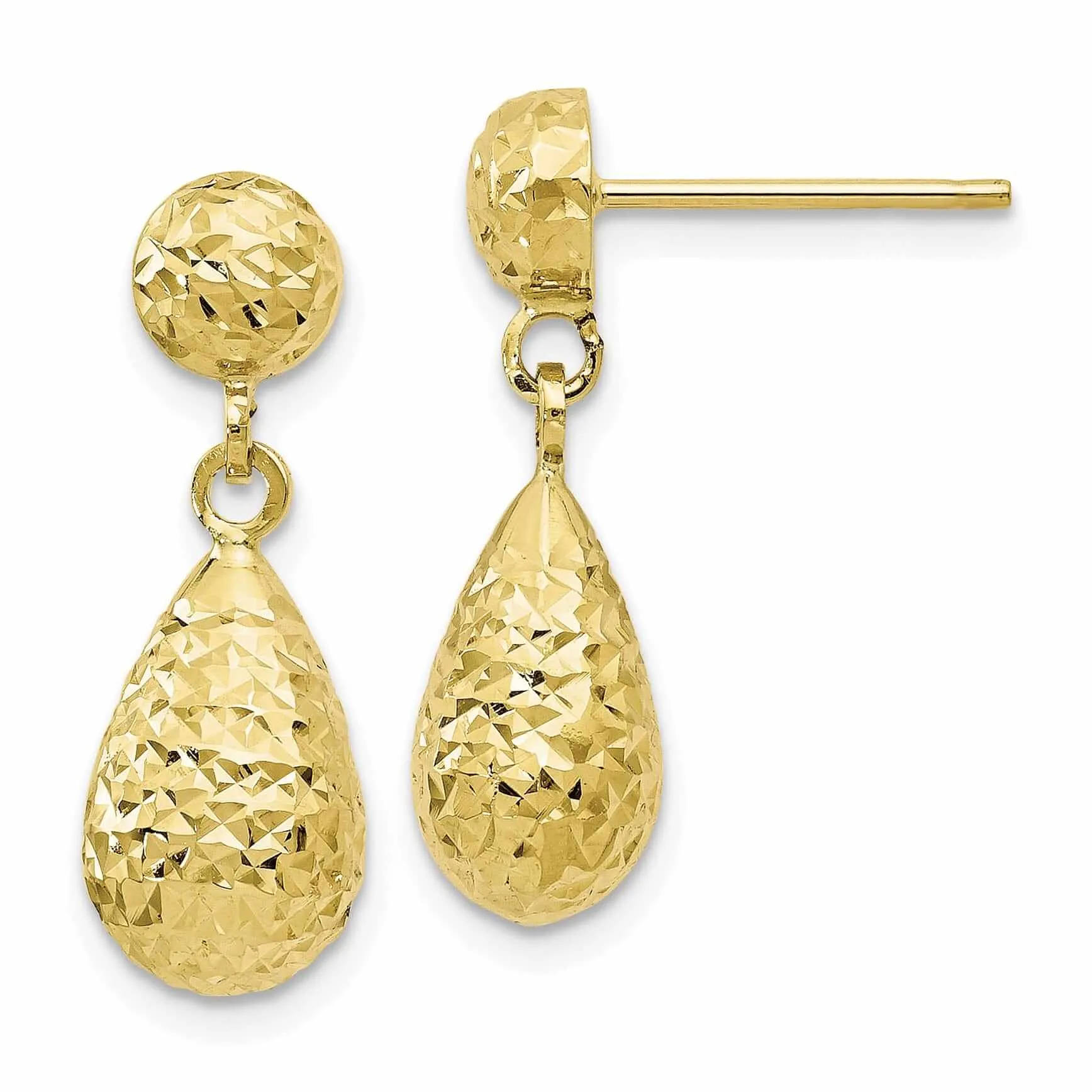 10kt Yellow Gold D.C Post Dangle Earrings