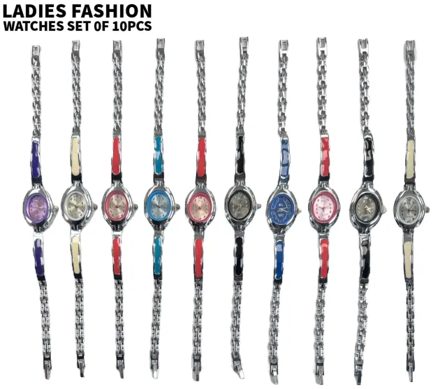 10pcs Set Women's Fashion Steel Band A07 Quartz Multi-Color Watch Bracelet (Copy)