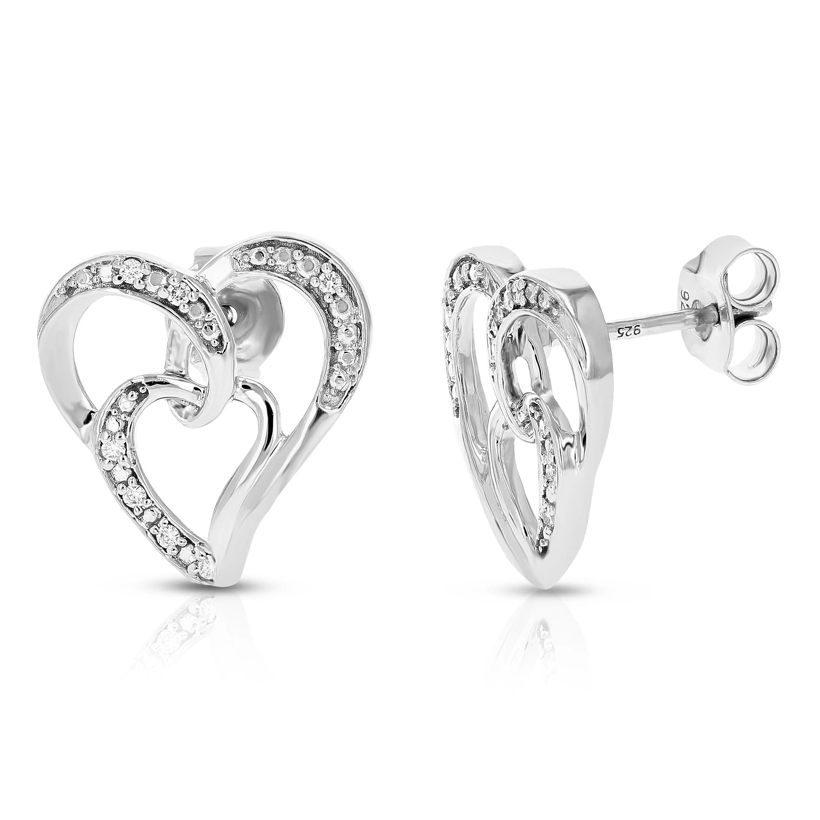 1/16 cttw Round Lab Grown Diamond Dangle Earrings .925 Sterling Silver Prong Set 1/2 Inch