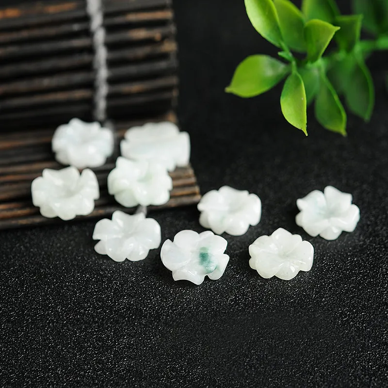 13X13X3mm Natural Jade Beads Jadeite Flower Bead WBD37