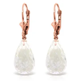 14 Carat 14K Solid Rose Gold White Amethyst Swing Earrings