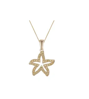 14k 15mm Starfish Pendant with 39 Yellow Sapphires