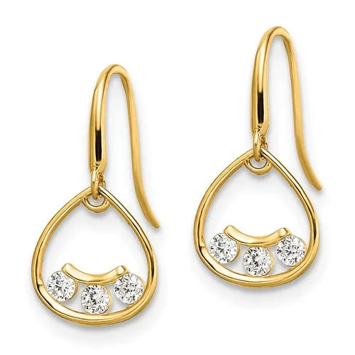 14k CZ Dangle Earrings