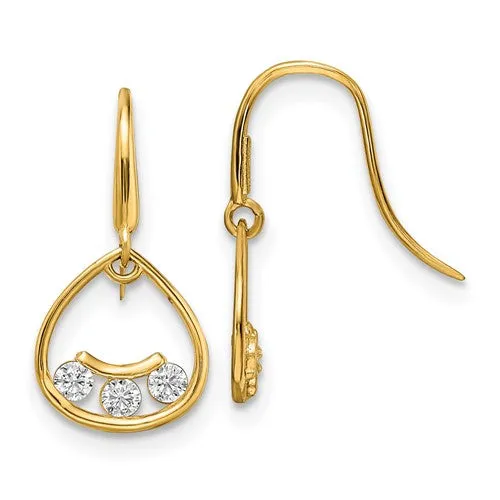 14k CZ Dangle Earrings