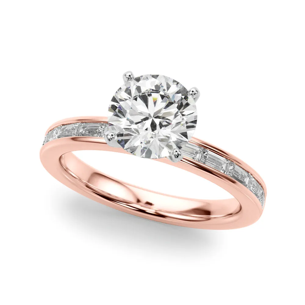 14K Engagement Ring Channel Set Baguette Diamonds