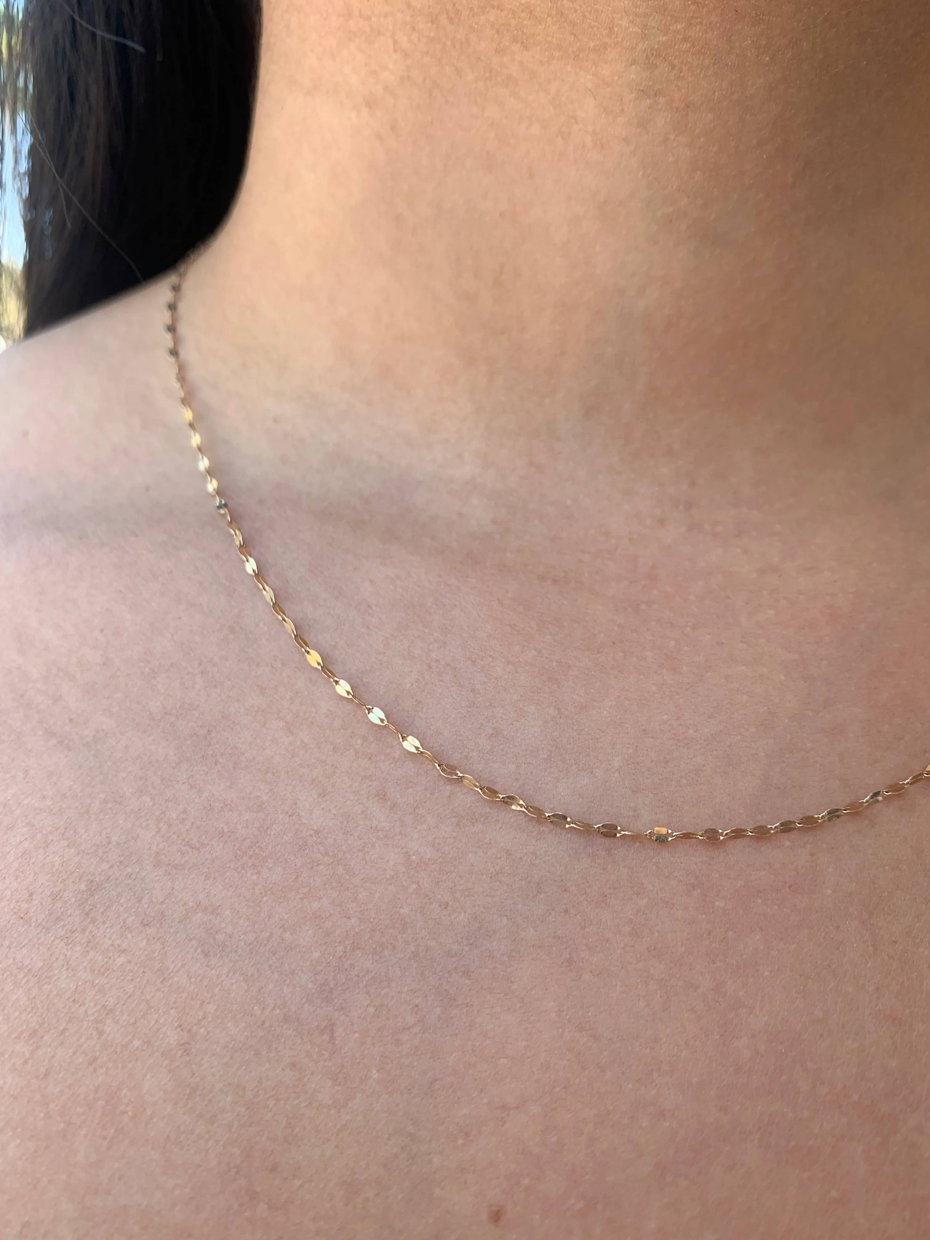 14K Gold Mirror Chain Necklace