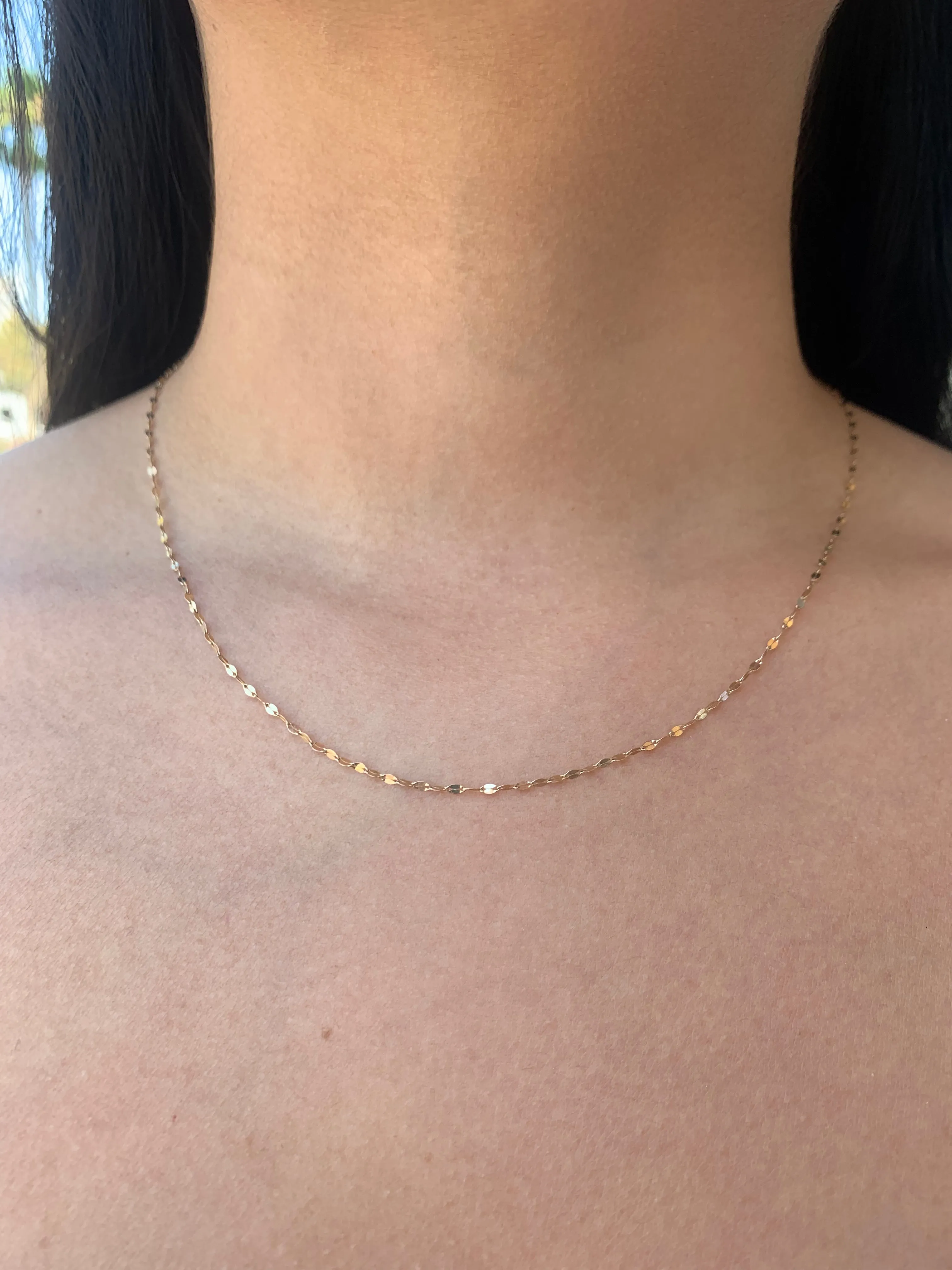 14K Gold Mirror Chain Necklace