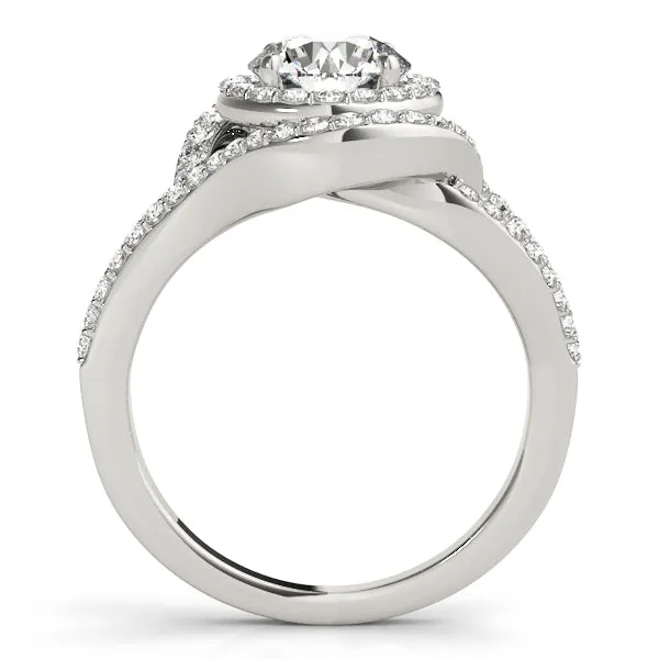 14K Halo Double Row Twist Engagement Ring