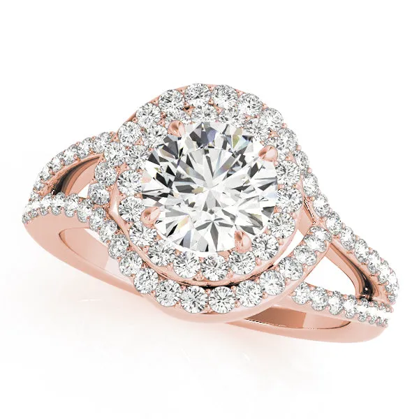 14K Halo Double Row Twist Engagement Ring