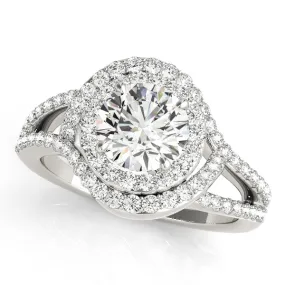 14K Halo Double Row Twist Engagement Ring