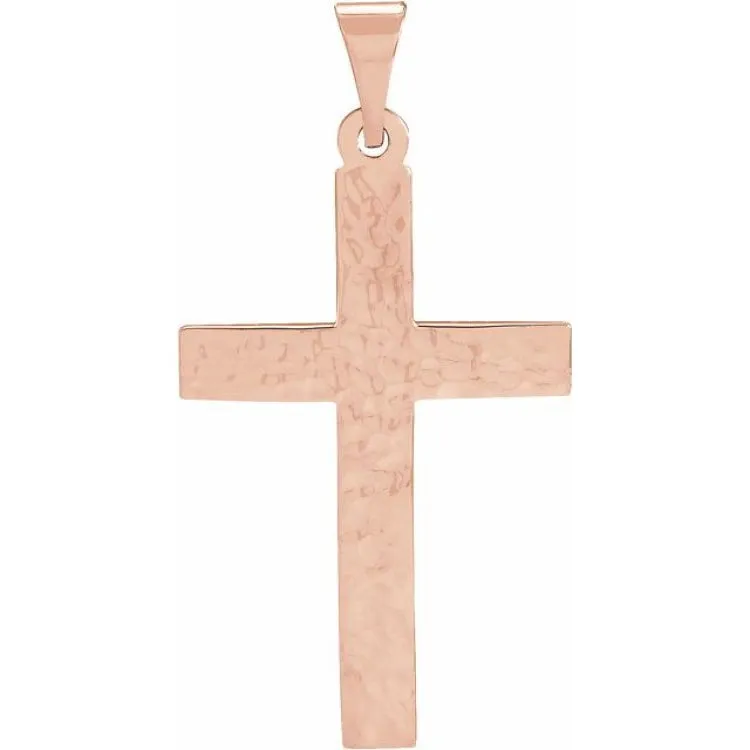 14K Rose 23x15.9 mm Cross Pendant