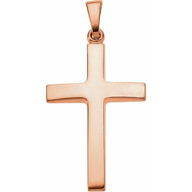 14K Rose 23x15.9 mm Cross Pendant