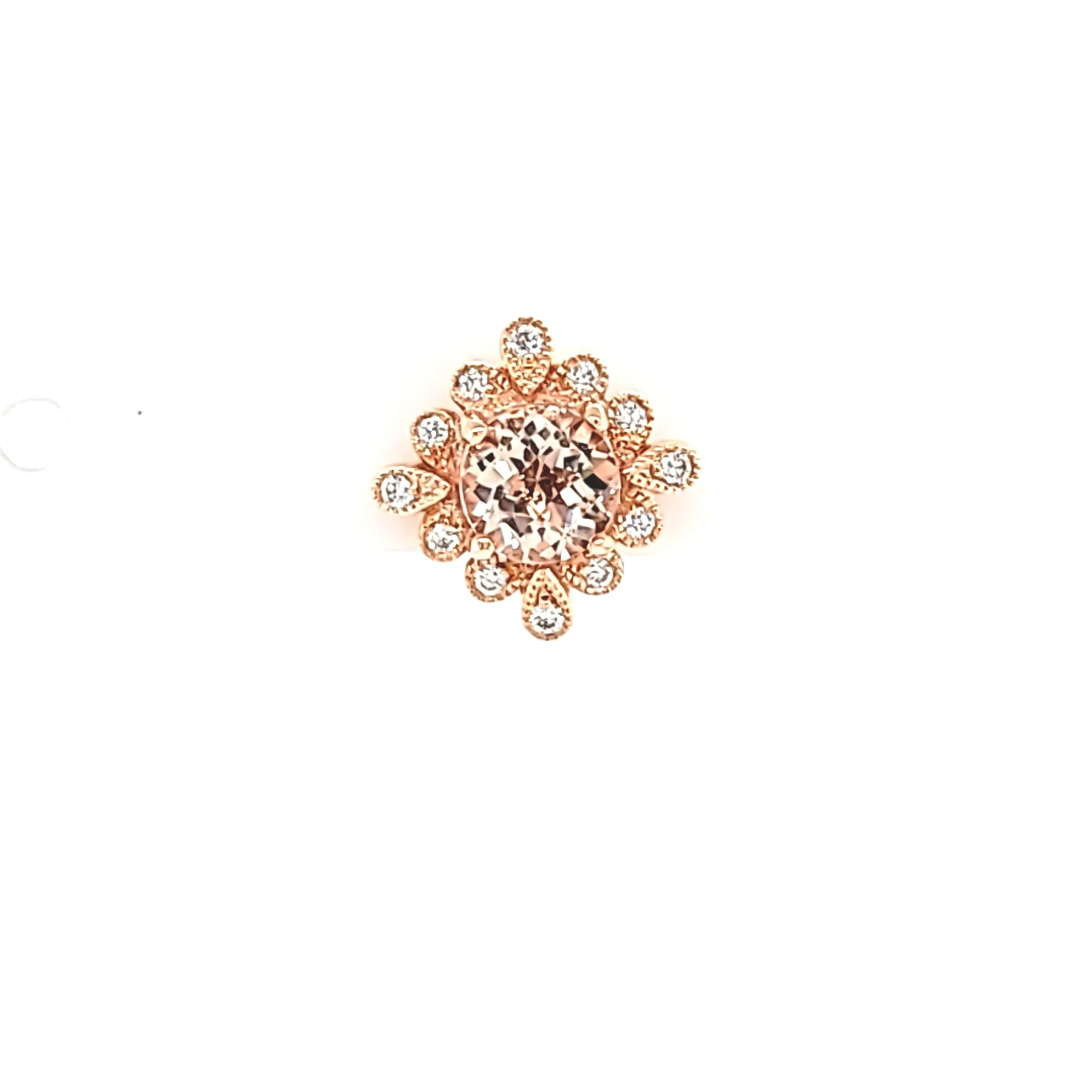 14k Rose Gold Morganite & Diamond Stud Earrings (I7181)