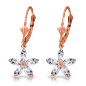 14K Solid Rose Gold Leverback Earrings Natural Rose Topaz Certified