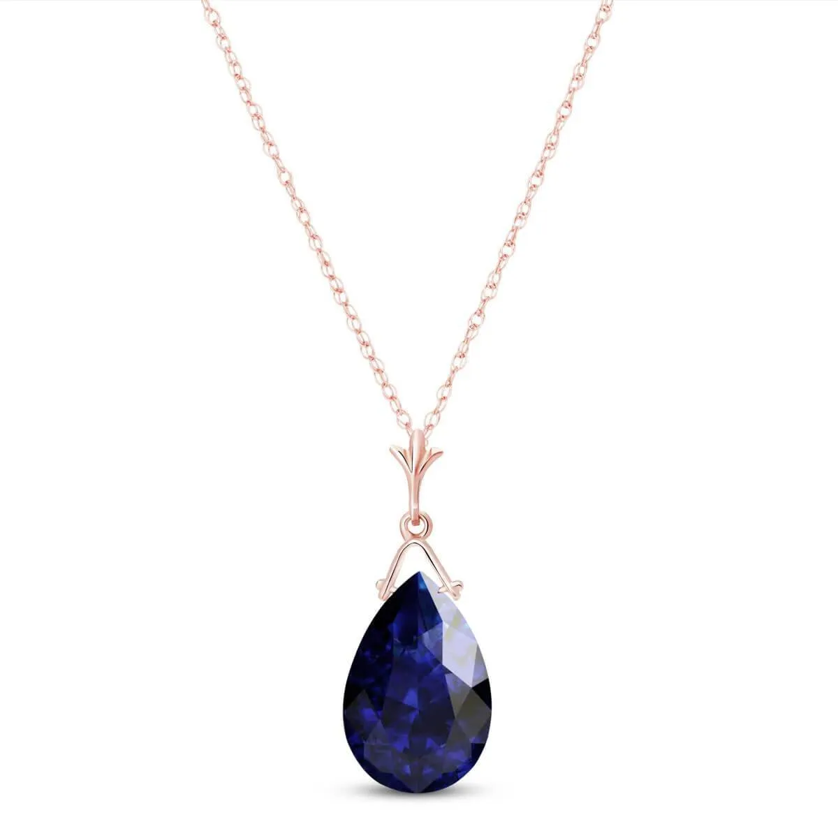 14K Solid Rose Gold Necklace w/ Briolette Sapphire