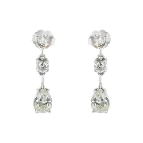 14K White Gold Pear Shape Diamond Drop Earrings