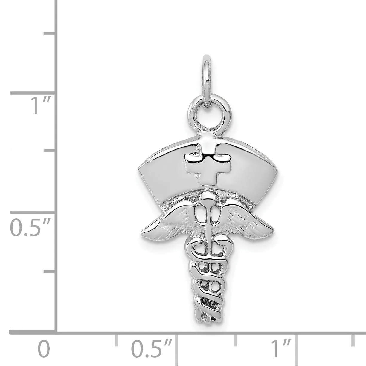 14k White Gold Polished Nurse Symbol Pendant