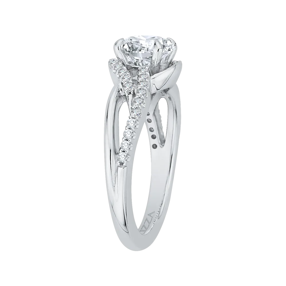 14K White Gold Round Diamond Engagement Ring (Semi Mount)