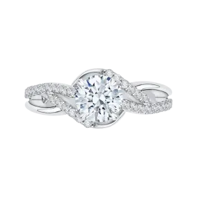 14K White Gold Round Diamond Engagement Ring (Semi Mount)