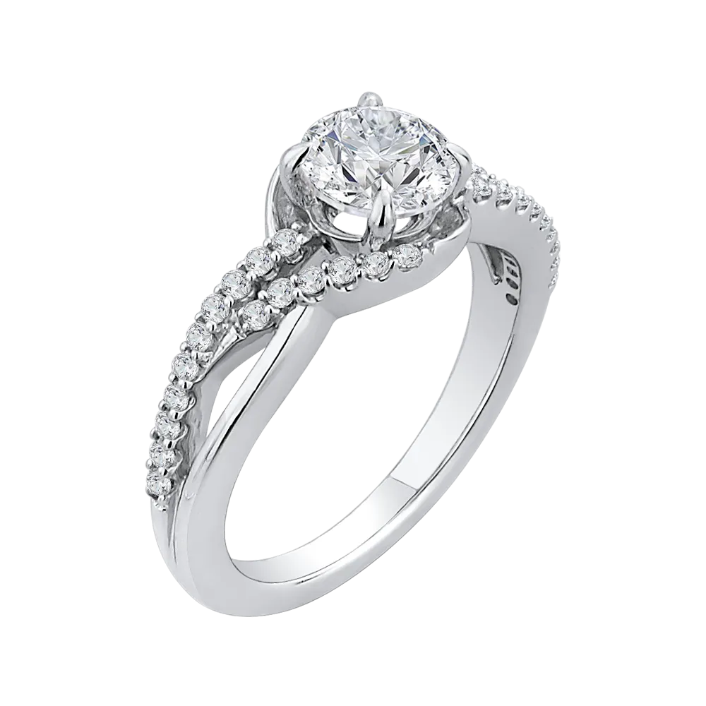 14K White Gold Round Diamond Engagement Ring (Semi Mount)