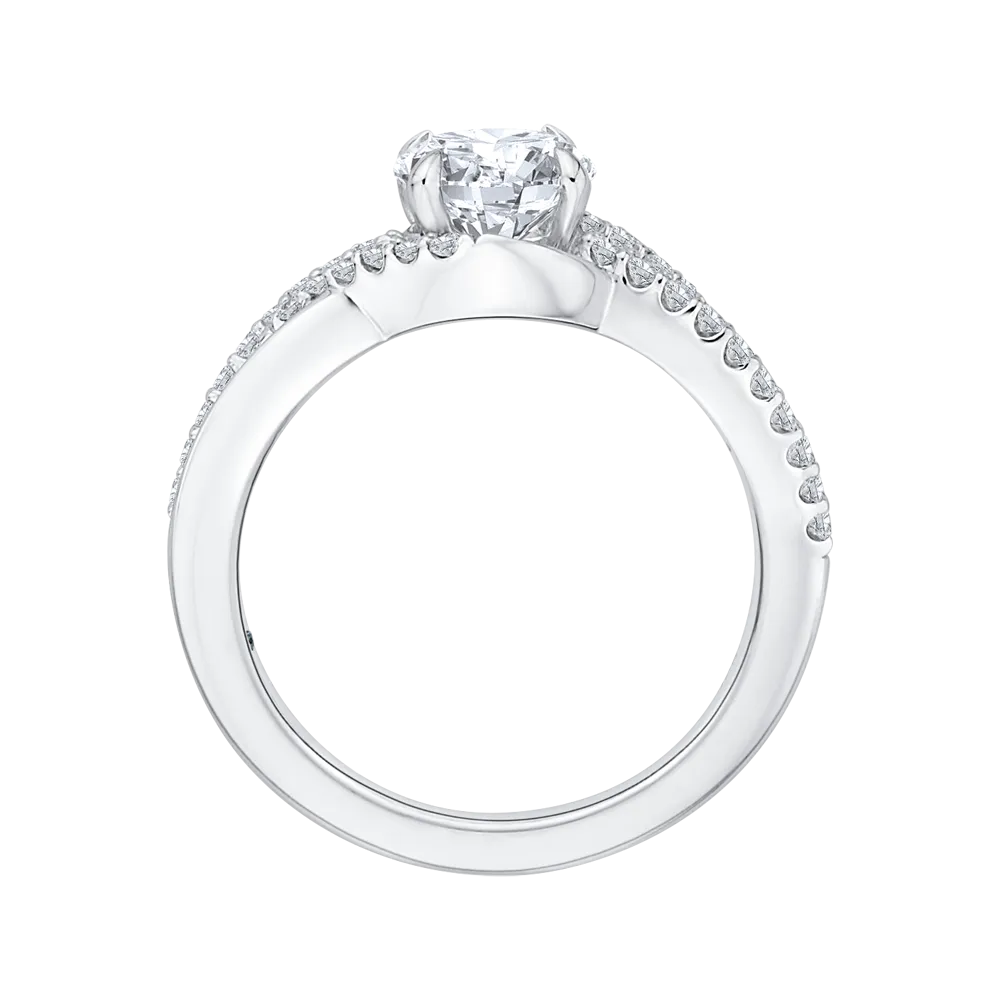 14K White Gold Round Diamond Engagement Ring (Semi Mount)