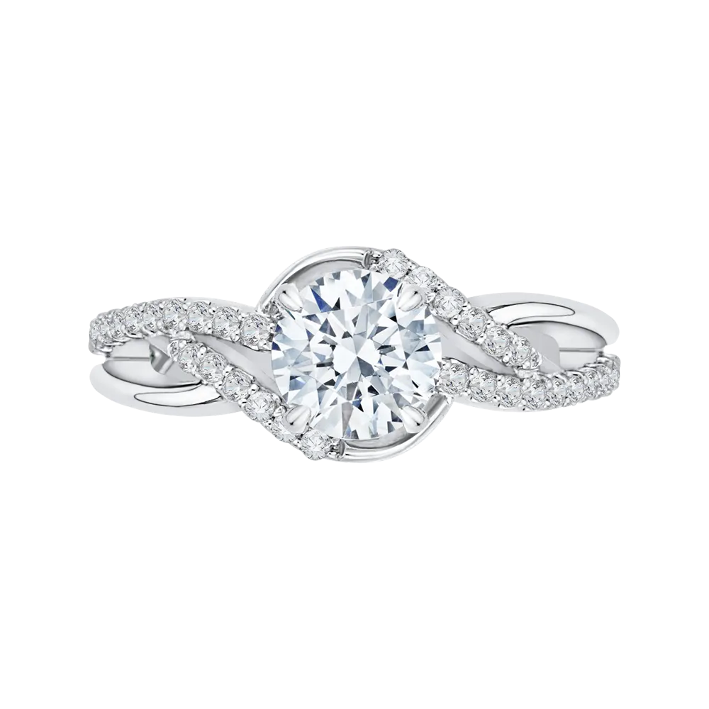 14K White Gold Round Diamond Engagement Ring (Semi Mount)