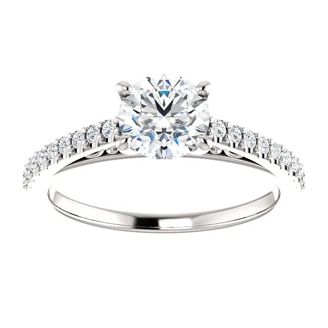 14K White Gold Round Engagement Ring 122838:195:P