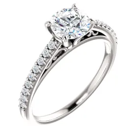 14K White Gold Round Engagement Ring 122838:195:P