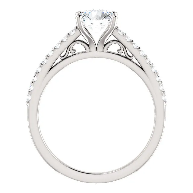 14K White Gold Round Engagement Ring 122838:195:P