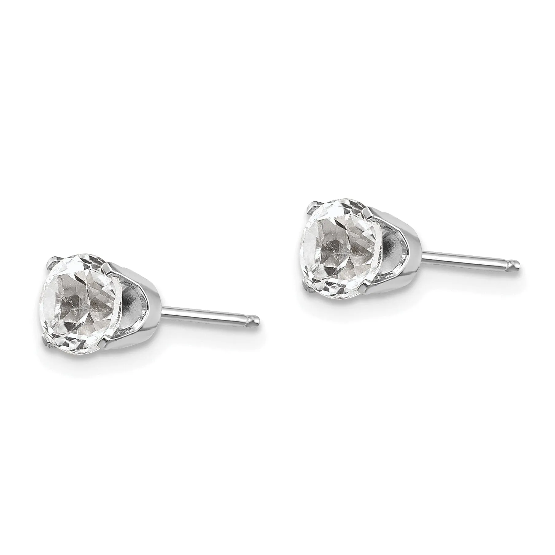 14k White Gold White Topaz Birthstone Earrings