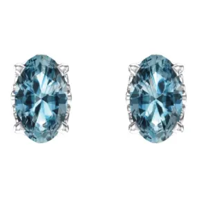 14K White Natural Sky Blue Topaz Earrings