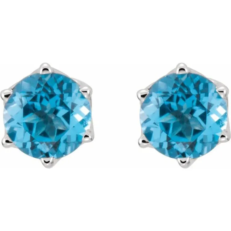 14K White Natural Swiss Blue Topaz