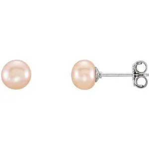 14K Yellow 7-8 mm Cultured Pink Freshwater Pearl Earrings