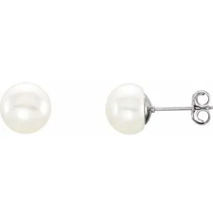 14K Yellow 7-8 mm Cultured Pink Freshwater Pearl Earrings