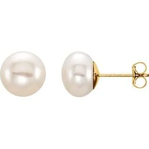 14K Yellow 7-8 mm Cultured Pink Freshwater Pearl Earrings