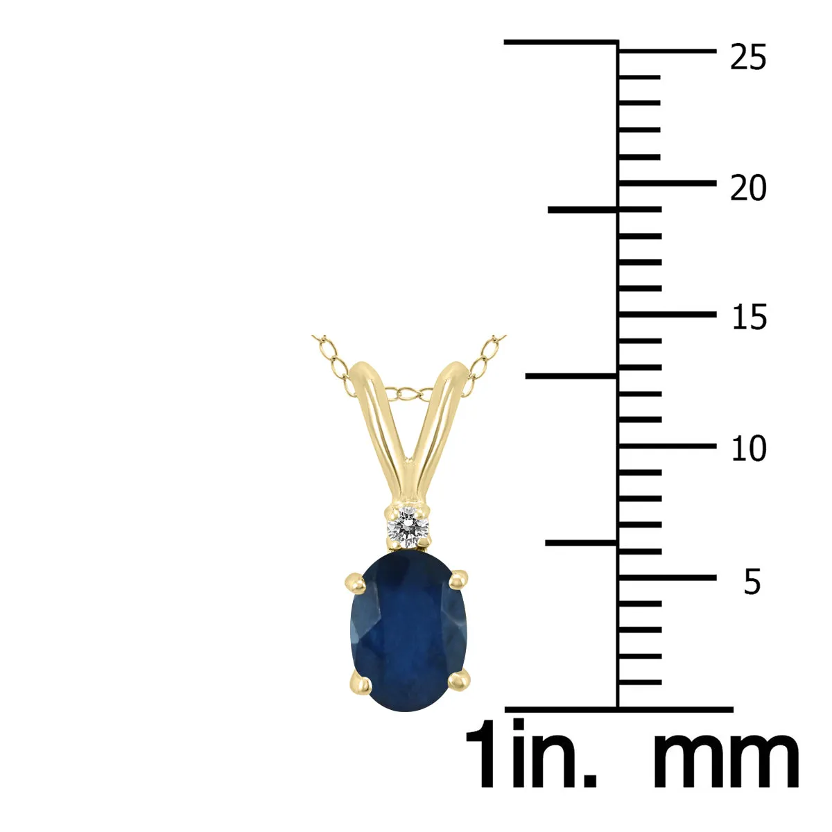 14K Yellow Gold 6X4Mm Oval Sapphire And Diamond Pendant