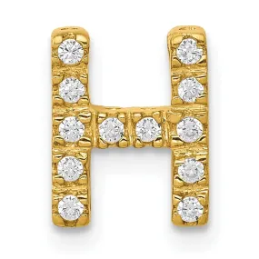 14K Yellow Gold Diamond 0.12-CT Letter H Initial Charm Pendant