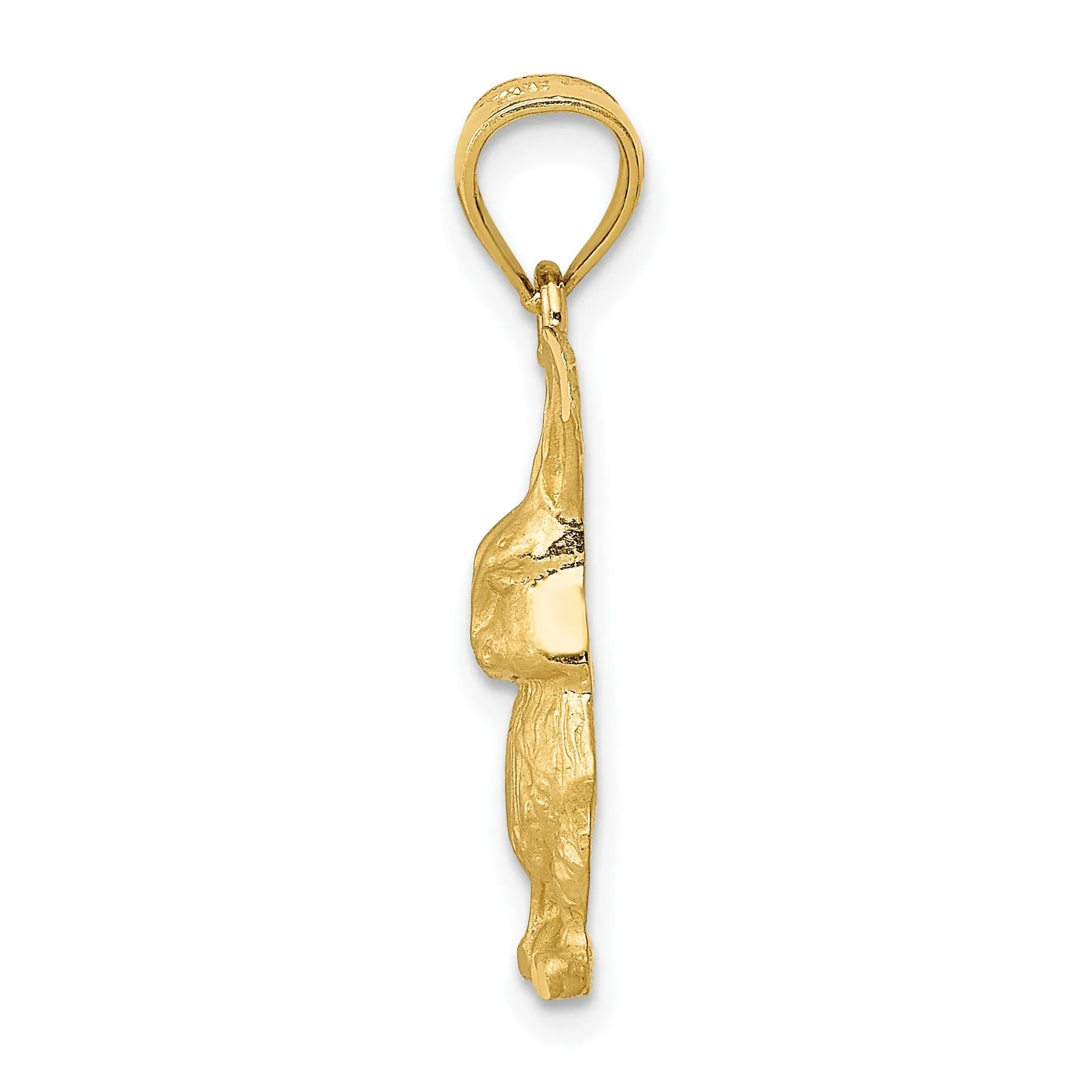 14k Yellow Gold Diamond Cut Rabbit Pendant