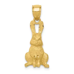 14k Yellow Gold Diamond Cut Rabbit Pendant