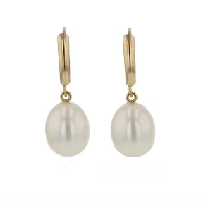 14K Yellow Gold Freshwater Pearl Drop Earrings