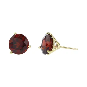 14K Yellow Gold Garnet Stud Earrings