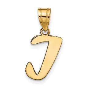 14k Yellow Gold Polished Finish Script Design Letter I Initial Pendant